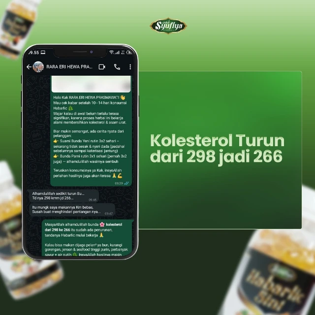 Kolesterol turun dari 298 jadi 266